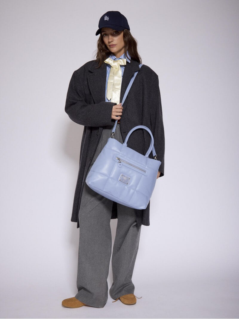 Cartera Mediana Celeste Puffer