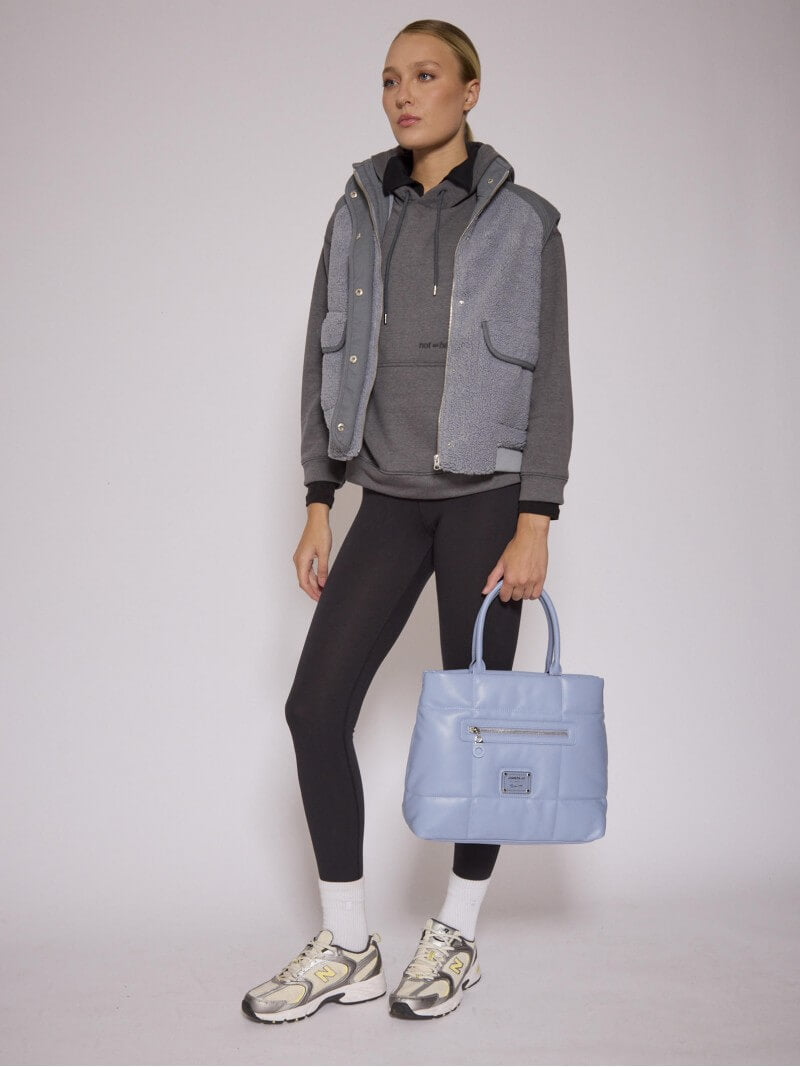 Cartera Mediana Celeste Puffer
