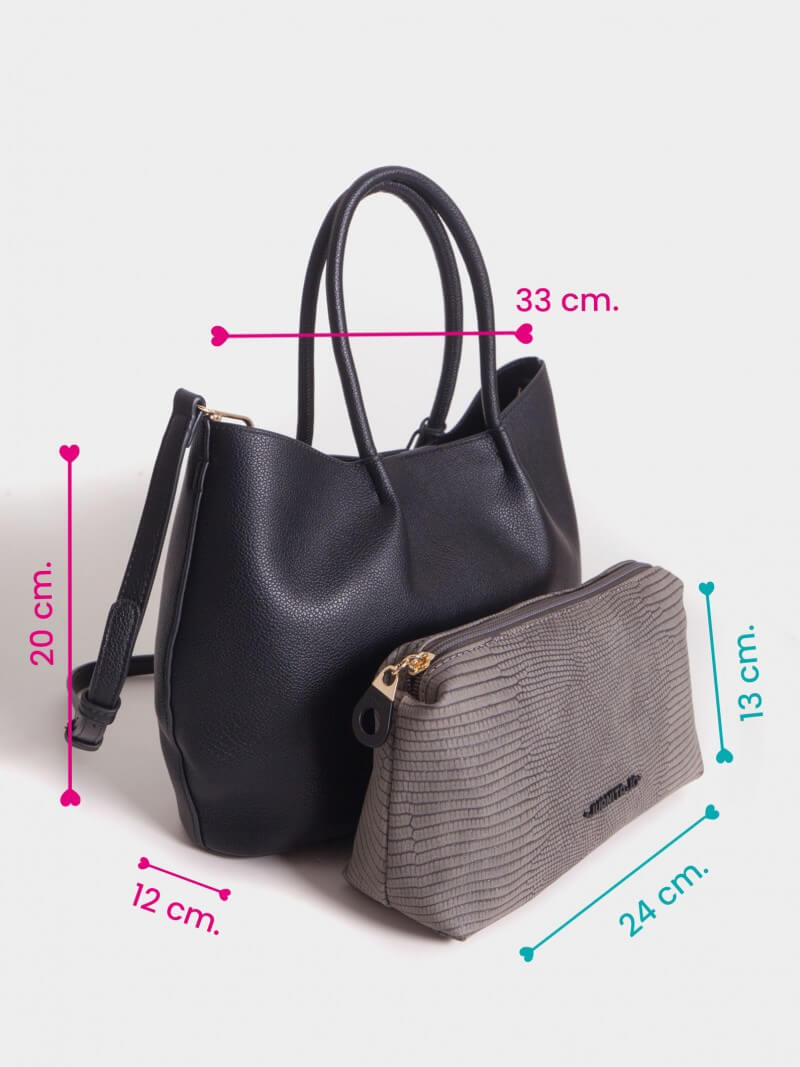 Cartera Shopper Negra Mediana Alma