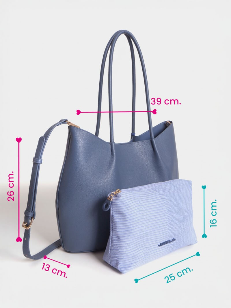 Cartera Shopper Azul Grande Alma