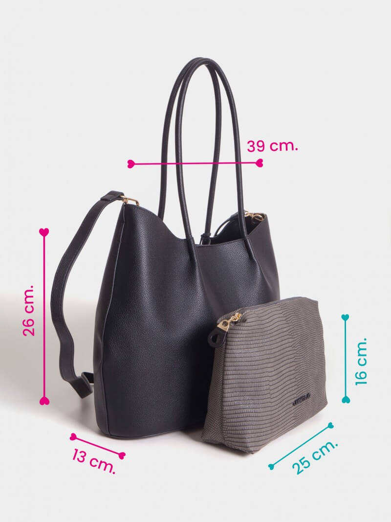 Cartera Shopper Negra Grande Alma