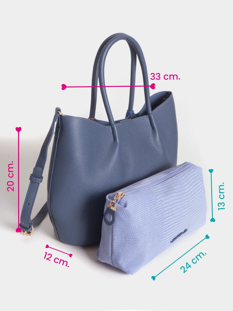 Cartera Shopper Azul Mediana Alma