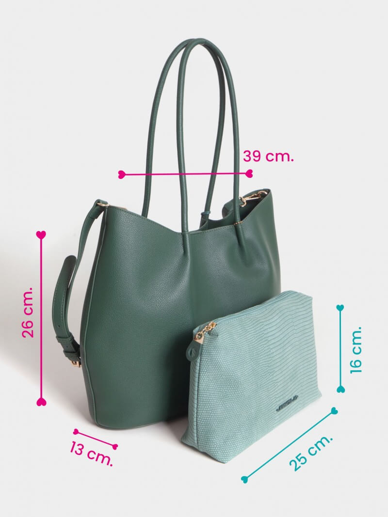 Cartera Shopper Verde Grande Alma
