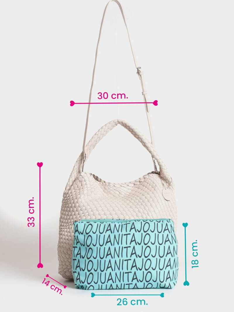 Cartera Mediana Color Crema Lazo