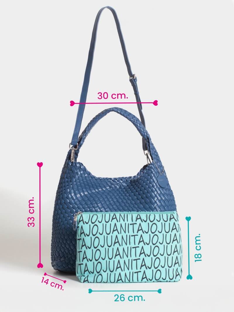 Set Lazo: Cartera Mediana + Sobre Pouch Rectangular Azul