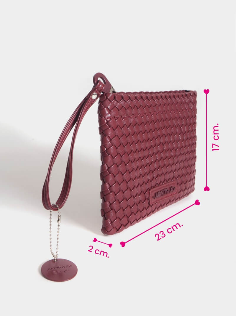 Set Lazo: Cartera Mediana + Sobre Pouch Rectangular Bordó