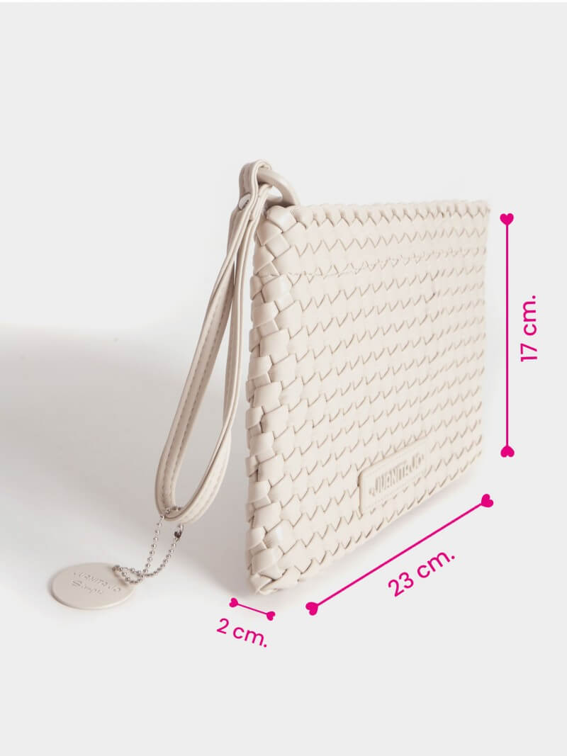 Set Lazo: Cartera Mediana + Sobre Pouch Rectangular Crema