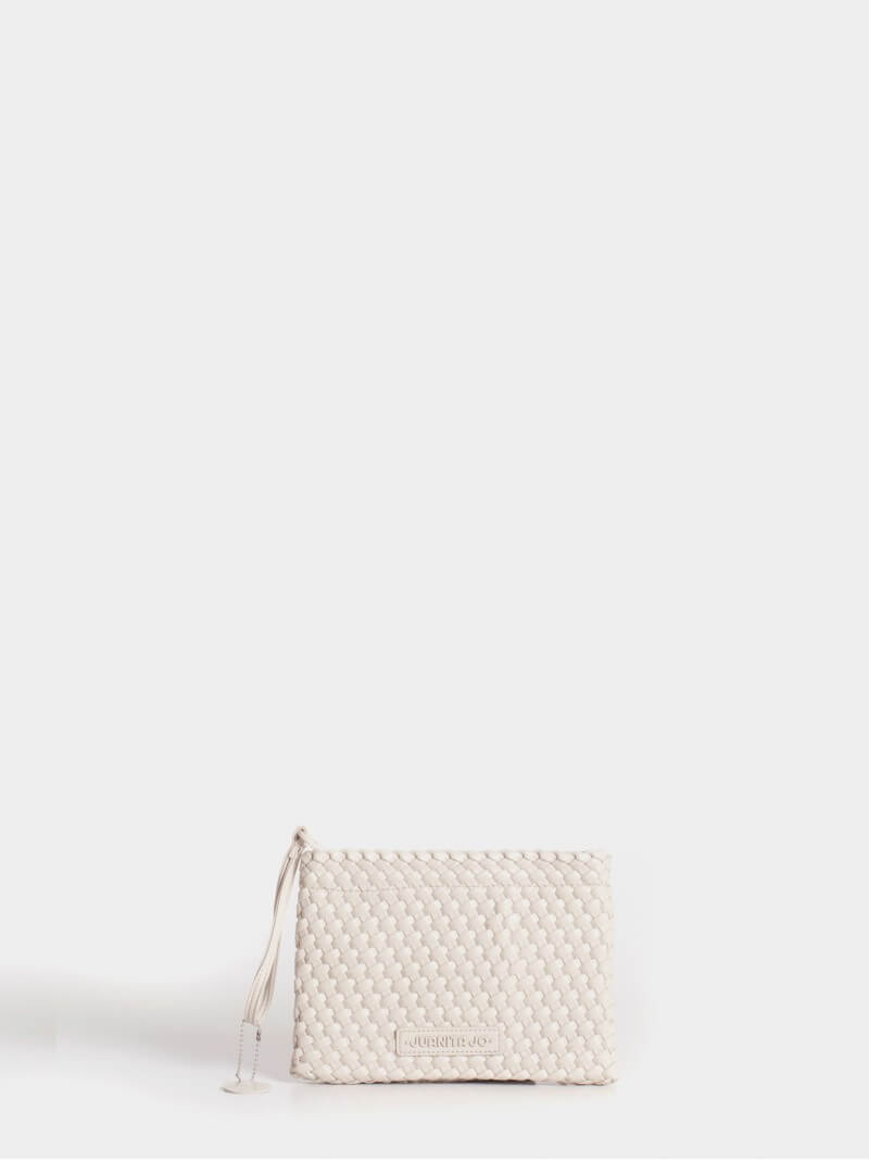 Set Lazo: Cartera Mediana + Sobre Pouch Rectangular Crema