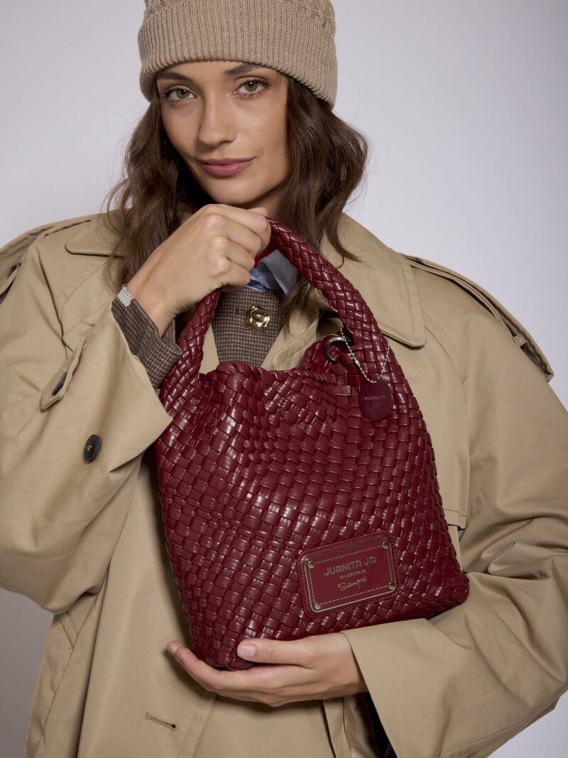 Set Lazo: Cartera Chica + Sobre Pouch Cuadrado Bordó