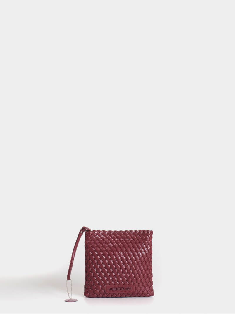 Set Lazo: Cartera Chica + Sobre Pouch Cuadrado Bordó