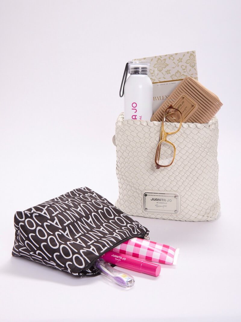 Set Lazo: Cartera Chica + Sobre Pouch Cuadrado Crema