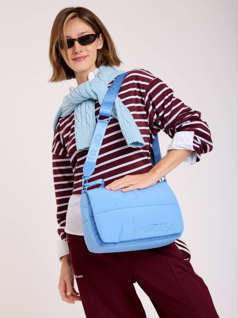 Bandolera Puffer Azul Caro