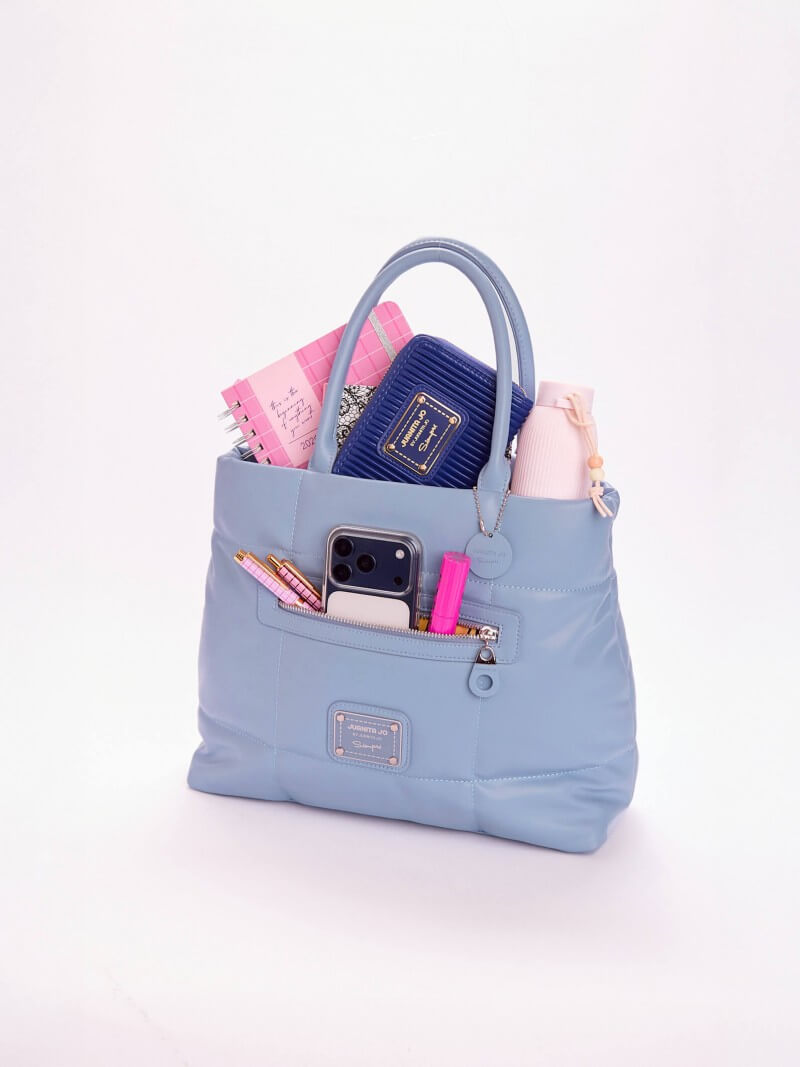 Cartera Mediana Celeste Puffer