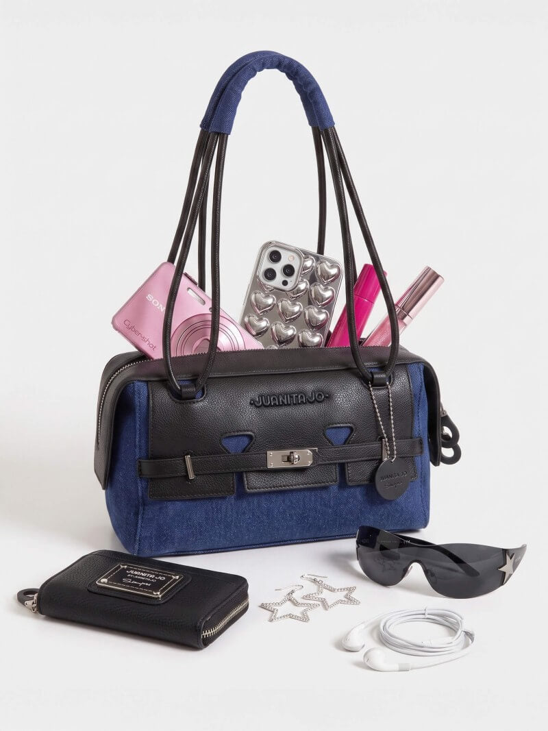 Baguette Denim Jessie Azul Y Negro