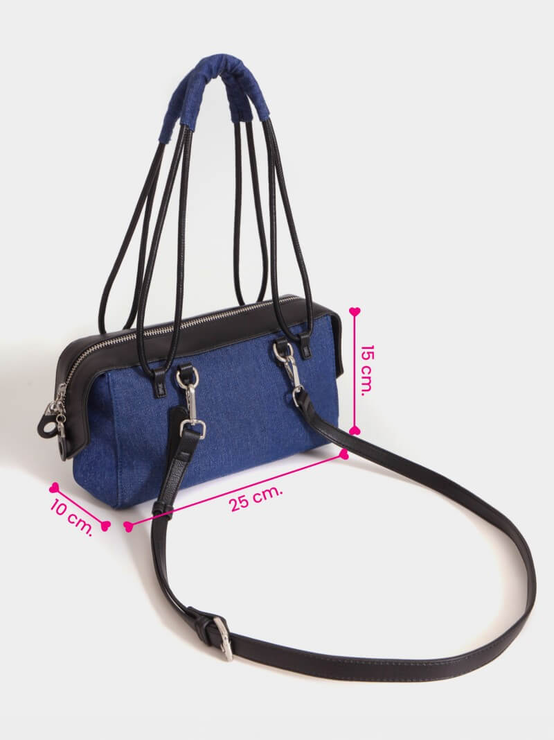 Baguette Denim Jessie Azul Y Negro