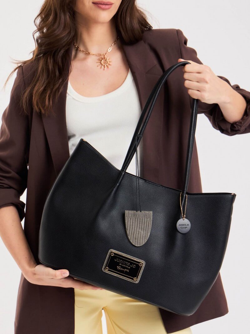 Cartera Shopper Negra Grande Alma