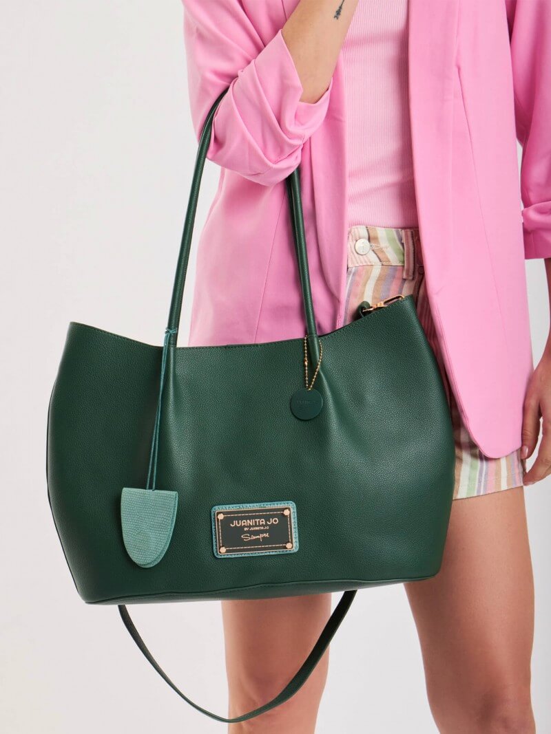 Cartera Shopper Verde Grande Alma